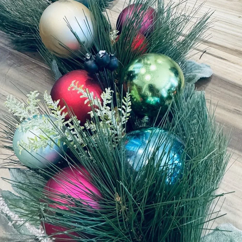Lighted Modern Christmas Holiday Wreath Decor Jewel Tone